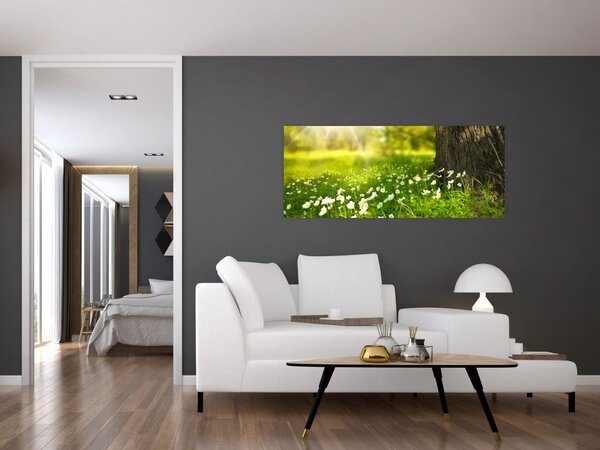 Tablou cu poiana și flori (120x50 cm)