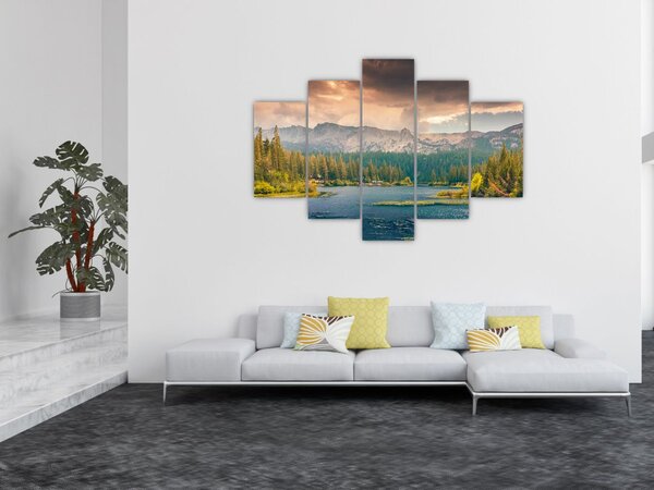 Tablou cu râu montan și munți (150x105 cm)