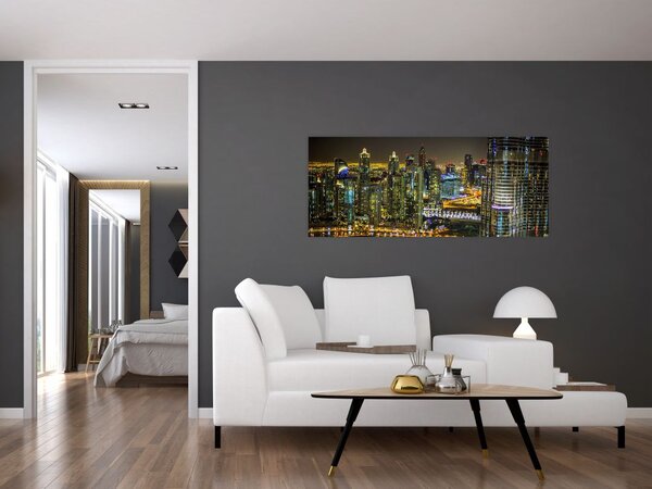 Tablou cu oraș nocturn (120x50 cm)