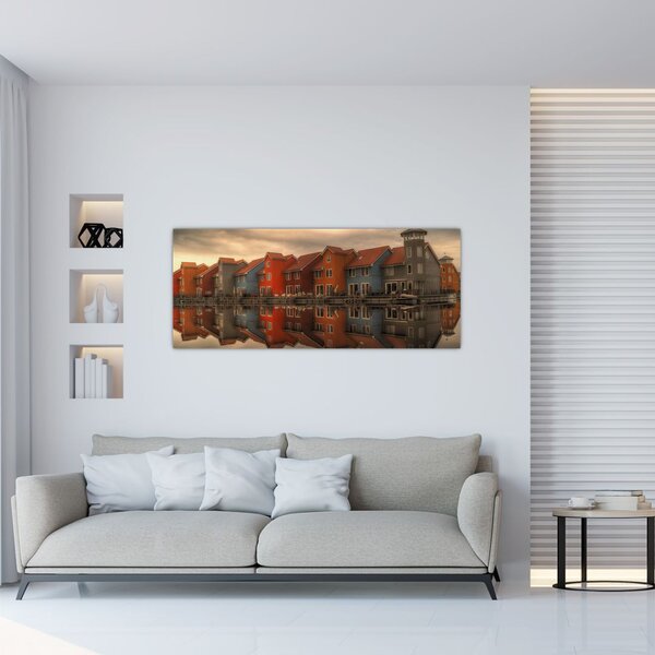 Tablou cu căsuțele colorate (120x50 cm)