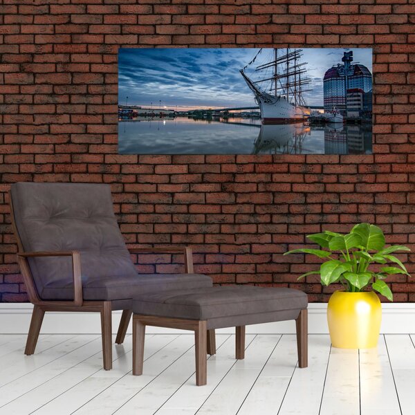 Tablou cu barcă cu pânze (120x50 cm)