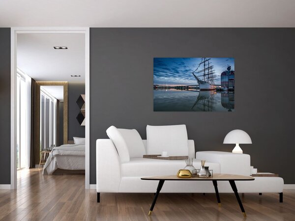 Tablou cu barcă cu pânze (90x60 cm)
