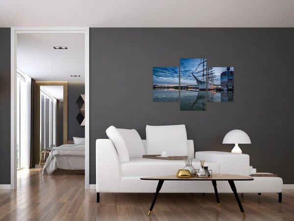 Tablou cu barcă cu pânze (90x60 cm)