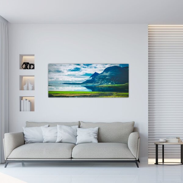 Tablou cu lac și munți (120x50 cm)