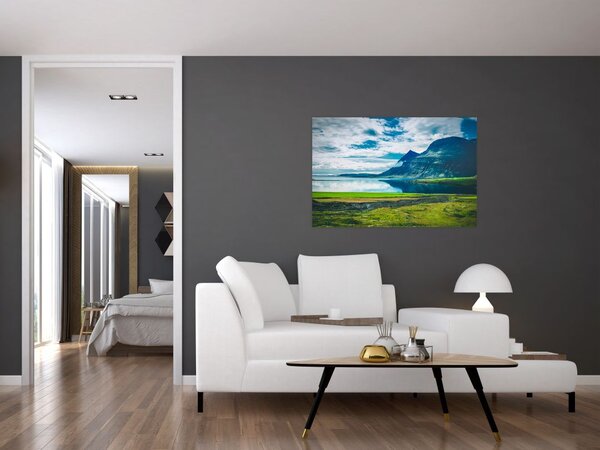 Tablou cu lac și munți (90x60 cm)
