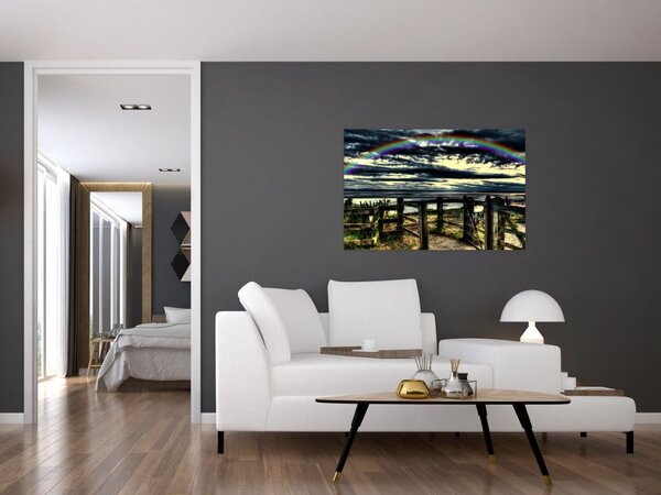 Tablou cu curcubeu deasupa mării (90x60 cm)