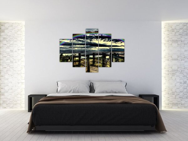 Tablou cu curcubeu deasupa mării (150x105 cm)