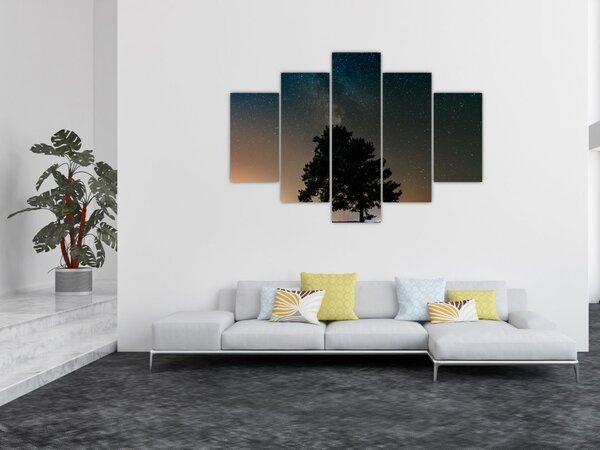 Tablou cu cerul nocturn și copaci (150x105 cm)