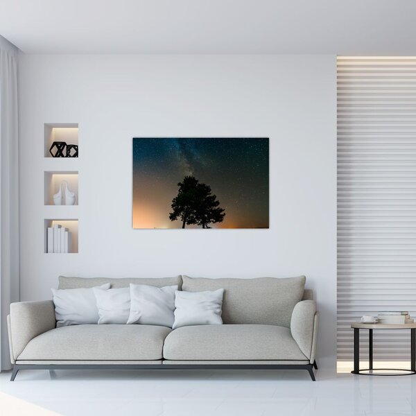 Tablou cu cerul nocturn și copaci (90x60 cm)