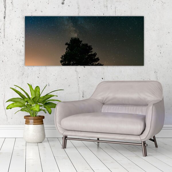 Tablou cu cerul nocturn și copaci (120x50 cm)