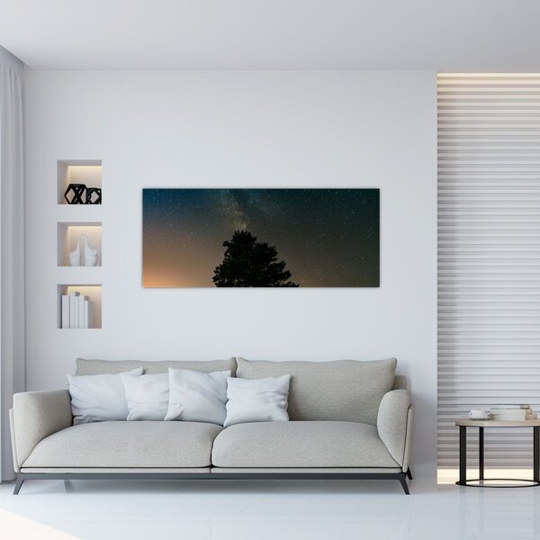 Tablou cu cerul nocturn și copaci (120x50 cm)