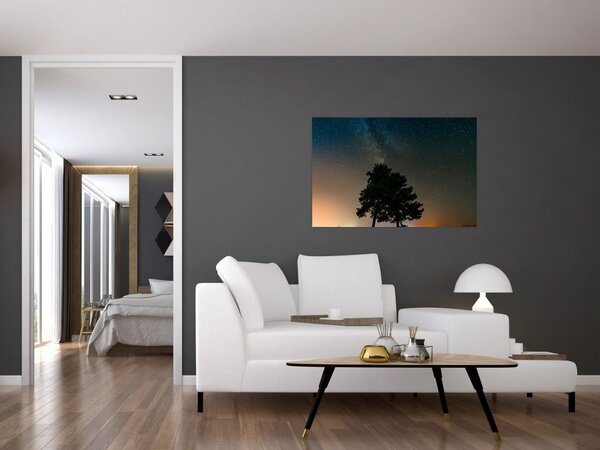 Tablou cu cerul nocturn și copaci (90x60 cm)
