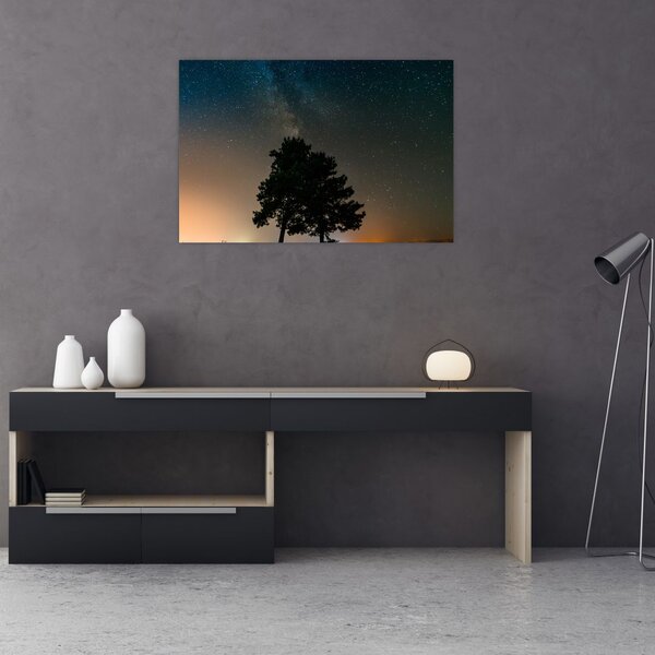 Tablou cu cerul nocturn și copaci (90x60 cm)