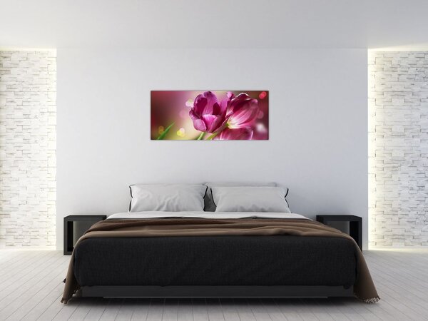 Tablou cu lalele roz (120x50 cm)