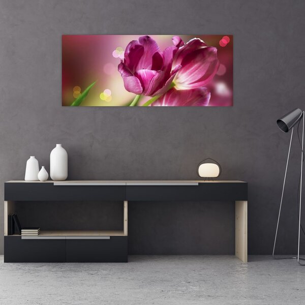 Tablou cu lalele roz (120x50 cm)