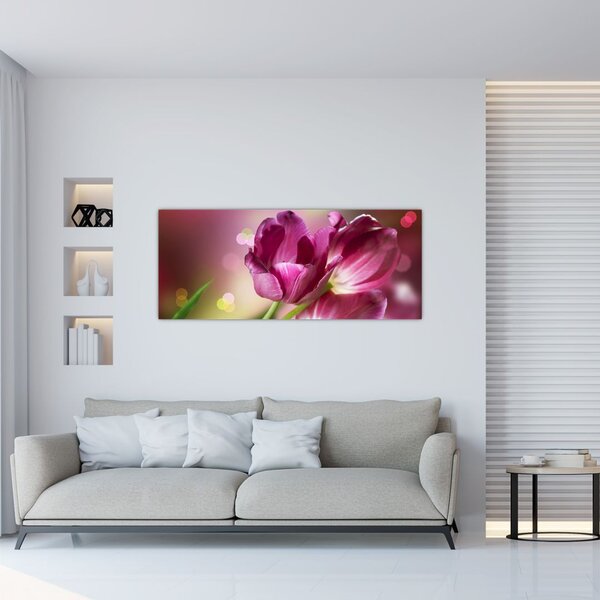 Tablou cu lalele roz (120x50 cm)