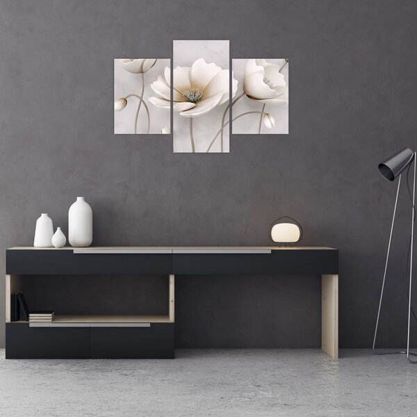Tablou cu florile albe (90x60 cm)