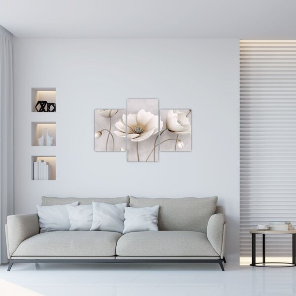 Tablou cu florile albe (90x60 cm)
