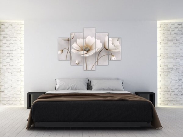 Tablou cu florile albe (150x105 cm)
