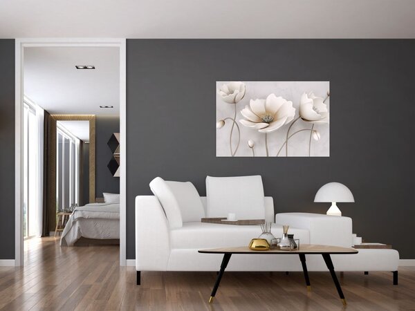 Tablou cu florile albe (90x60 cm)