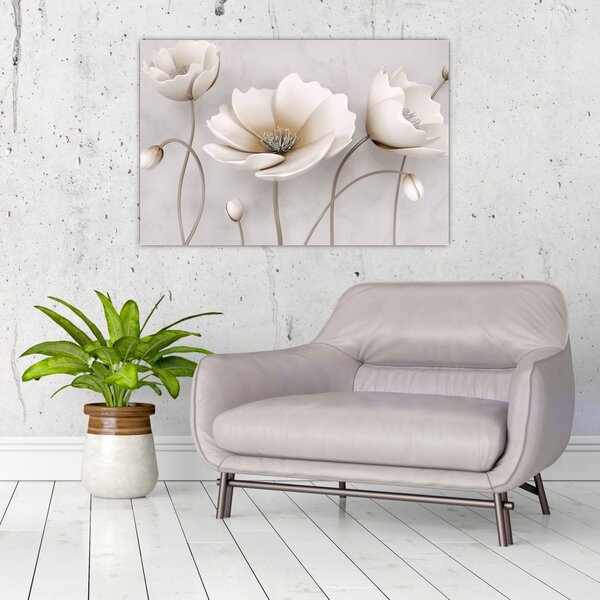 Tablou cu florile albe (90x60 cm)