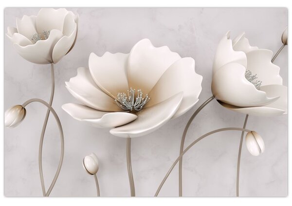 Tablou cu florile albe (90x60 cm)