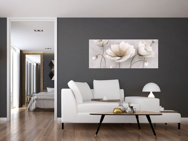 Tablou cu florile albe (120x50 cm)