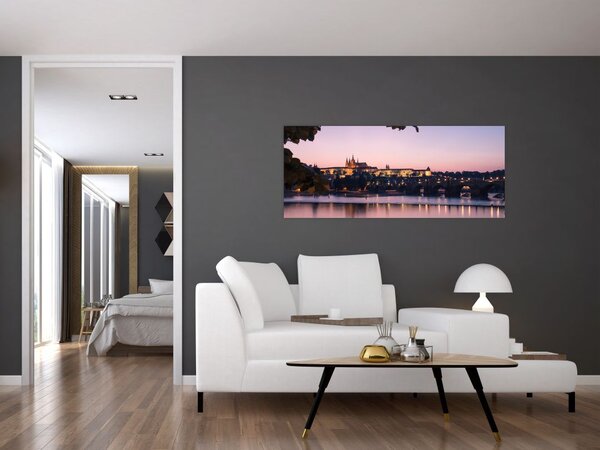 Tablou cu palatul din Praga și Vltava (120x50 cm)