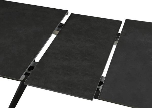 Masa extensibila MILS, gri inchis/negru, ceramica/metal, 130/170x80x76