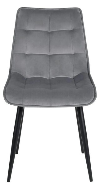 Scaun RON, gri deschis/negru, stofa catifelata/metal, 48x62x87 cm