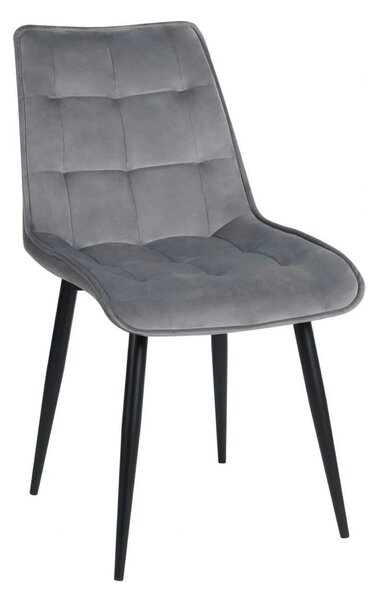 Scaun RON, gri deschis/negru, stofa catifelata/metal, 48x62x87 cm