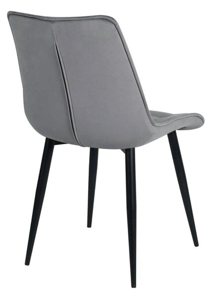 Scaun RON, gri deschis/negru, stofa catifelata/metal, 48x62x87 cm