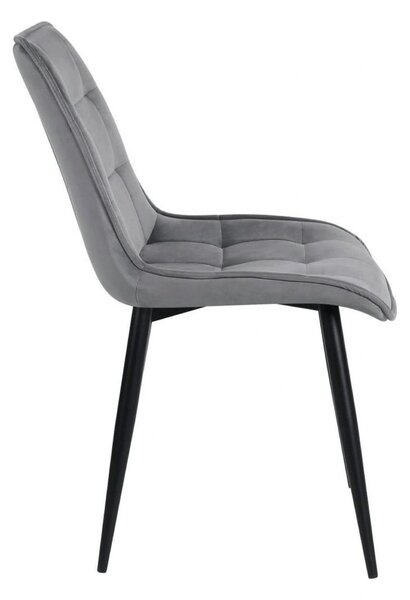 Scaun RON, gri deschis/negru, stofa catifelata/metal, 48x62x87 cm