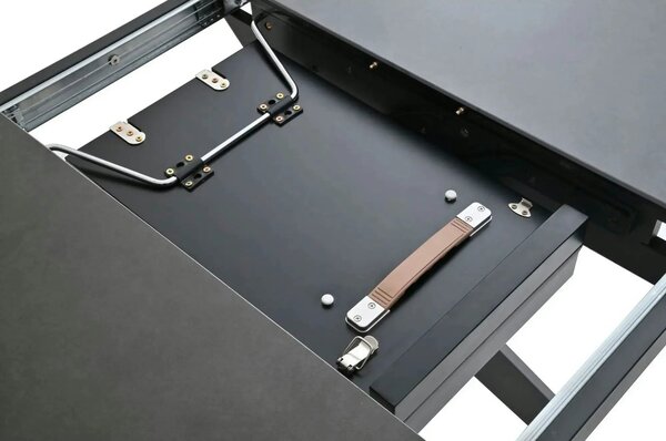 Masa extensibila LIBRA, gri mat/negru, ceramica/metal, 100/130x100x75