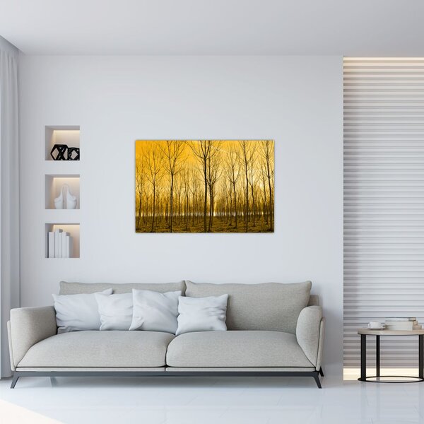 Tablou cu pădure în apus de soare (90x60 cm)