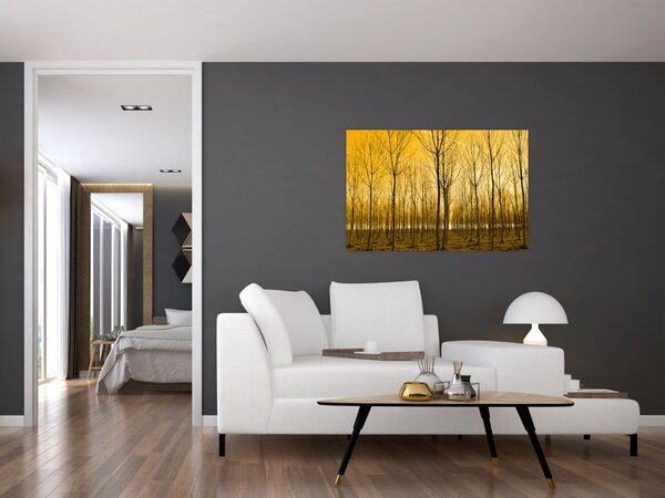 Tablou cu pădure în apus de soare (90x60 cm)