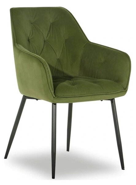 Scaun BEL NEW, verde/negru, stofa catifelata/metal, 58x63x86 cm