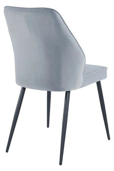 Scaun DEX, gri deschis/negru, stofa catifelata/metal, 61x49x86 cm