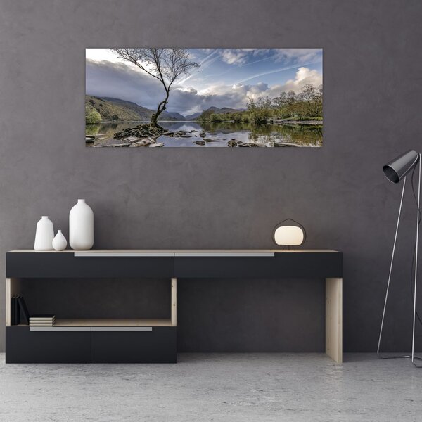 Tablou cu râu și copac (120x50 cm)