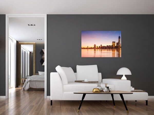 Tablou cu oraș în apus de soare (90x60 cm)