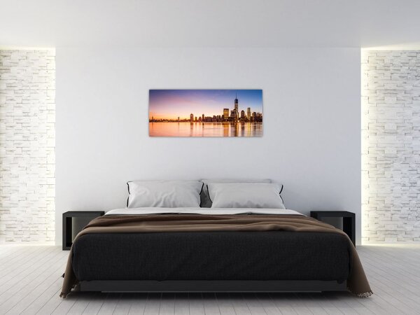Tablou cu oraș în apus de soare (120x50 cm)