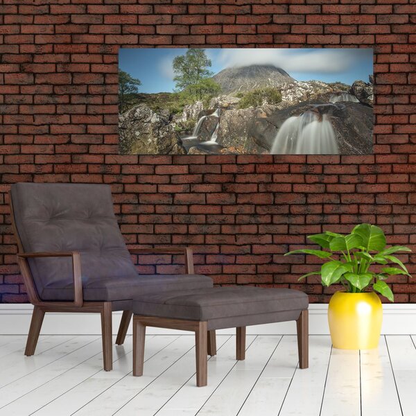 Tablou cu cascadele și munți (120x50 cm)
