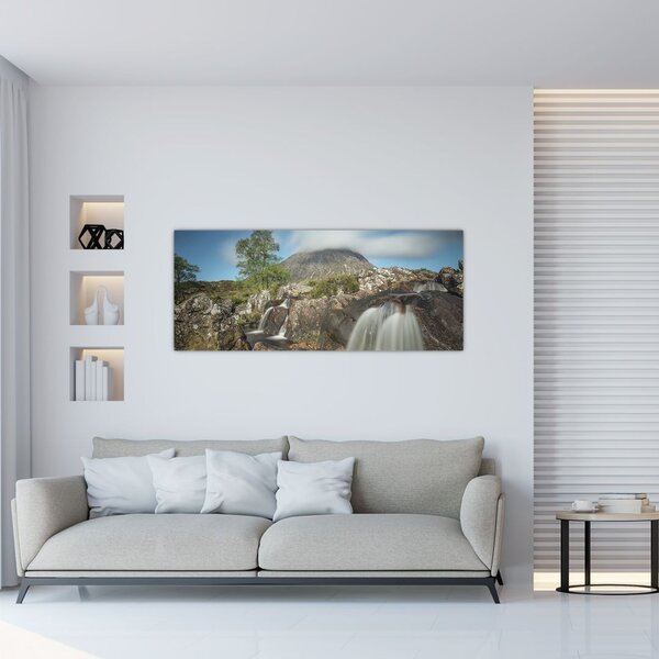 Tablou cu cascadele și munți (120x50 cm)