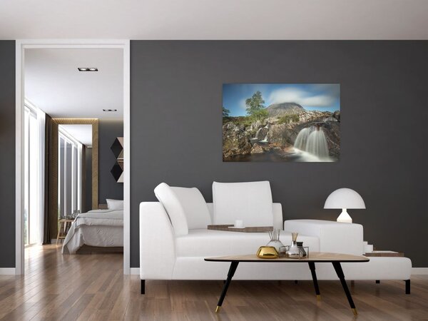 Tablou cu cascadele și munți (90x60 cm)