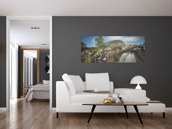 Tablou cu cascadele și munți (120x50 cm)