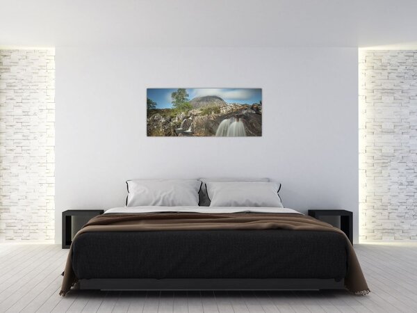 Tablou cu cascadele și munți (120x50 cm)
