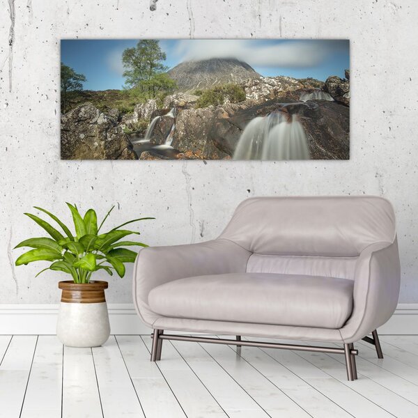 Tablou cu cascadele și munți (120x50 cm)