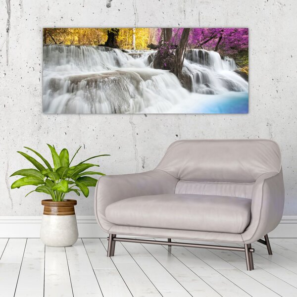 Tablou cu Erawan cascadă în pădure (120x50 cm)