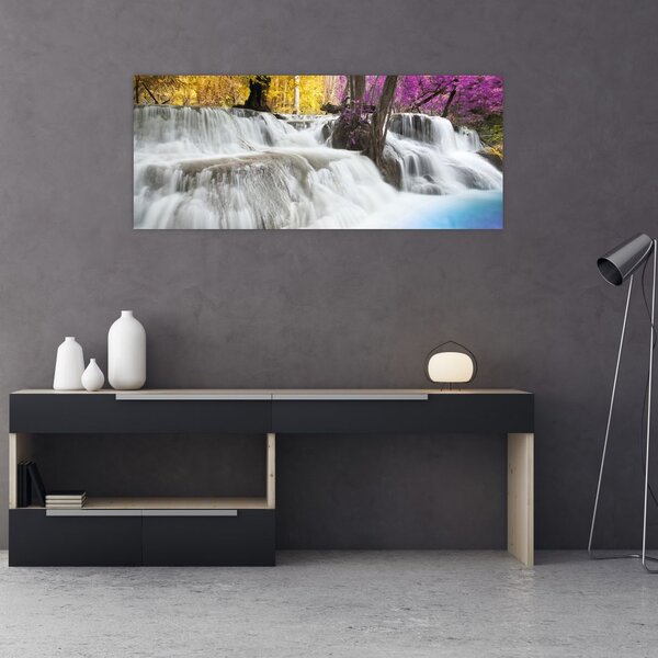 Tablou cu Erawan cascadă în pădure (120x50 cm)