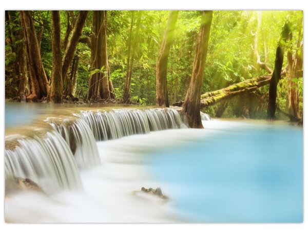 Tablou cu cascada Huai Mae Kamin în pădure (70x50 cm)